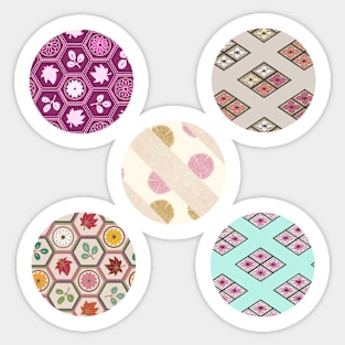 Origami Paper Traditional Japanese Pattern Sticker Set - Cotton Candy Geometric Florals Sticker